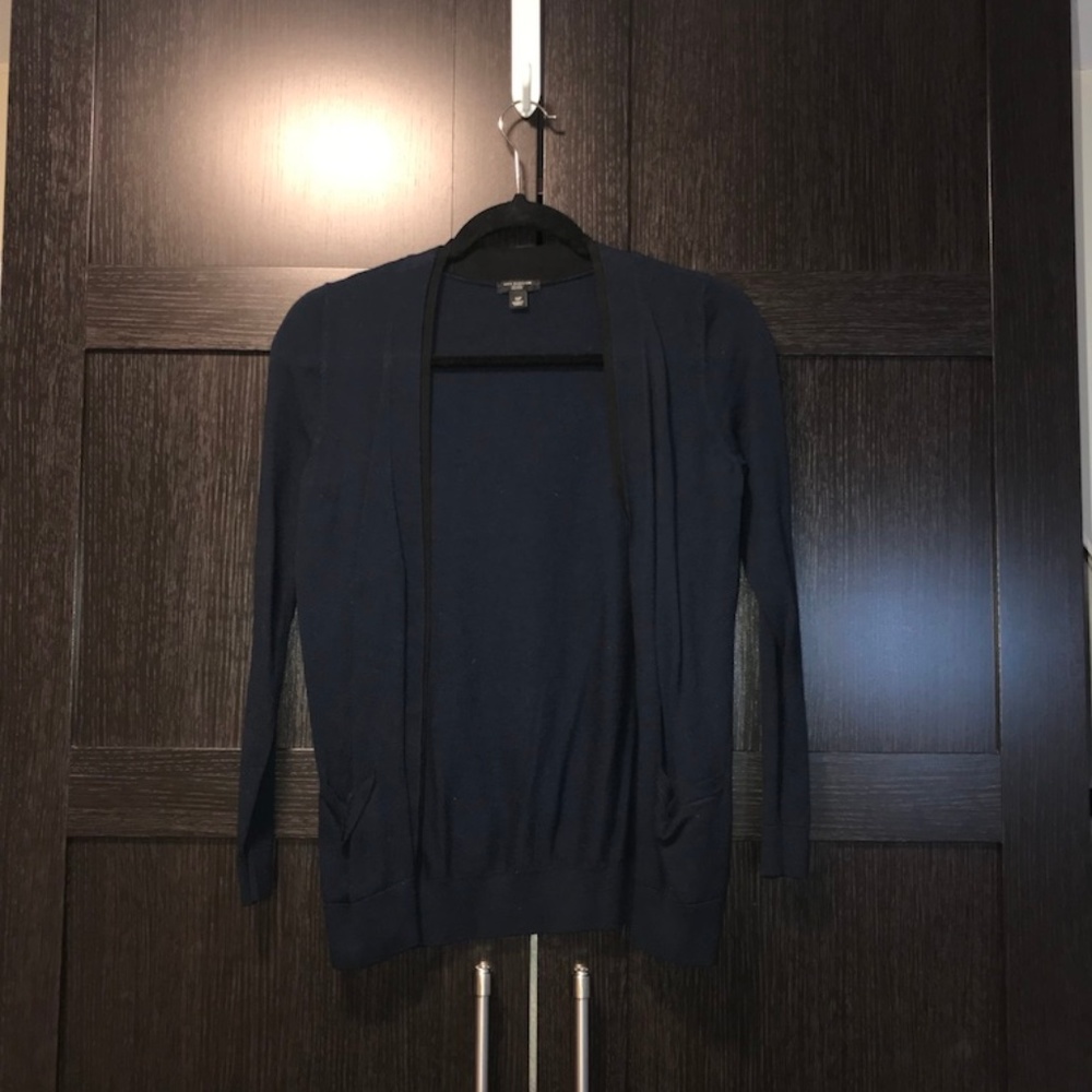 Ann Taylor Navy with Black Trim Cardigan Size SP